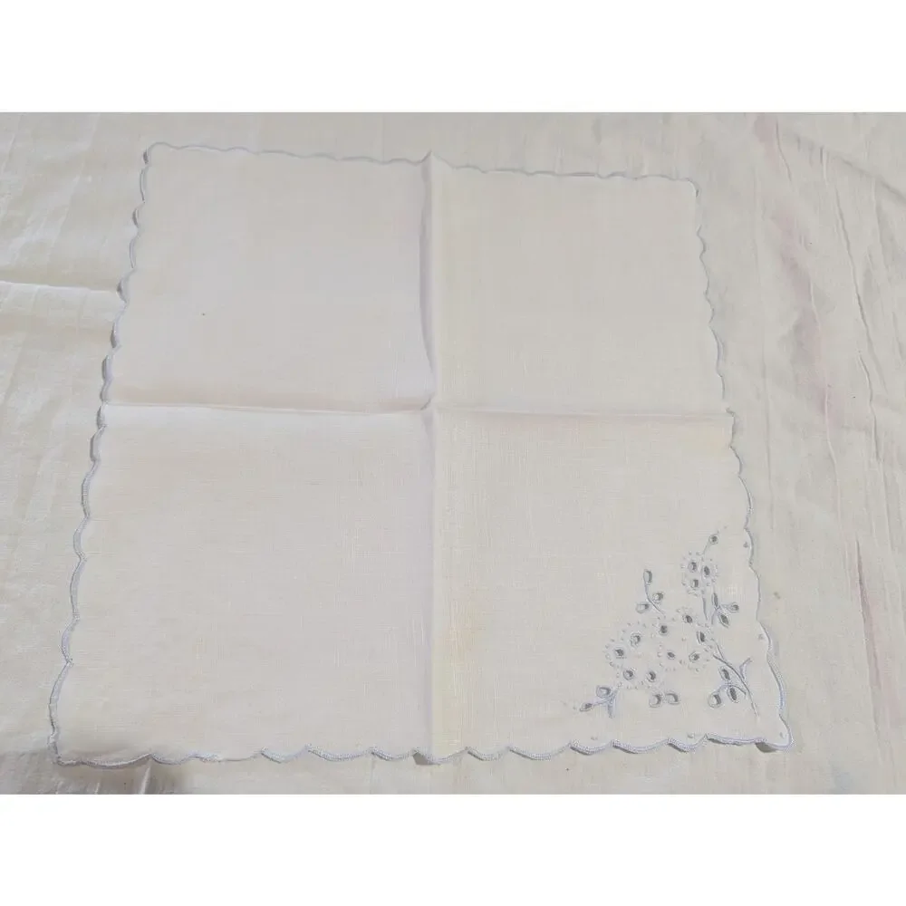 Vintage 1940s Linen Tea Napkins - Broderie Anglaise- New In Box (Set of 12)